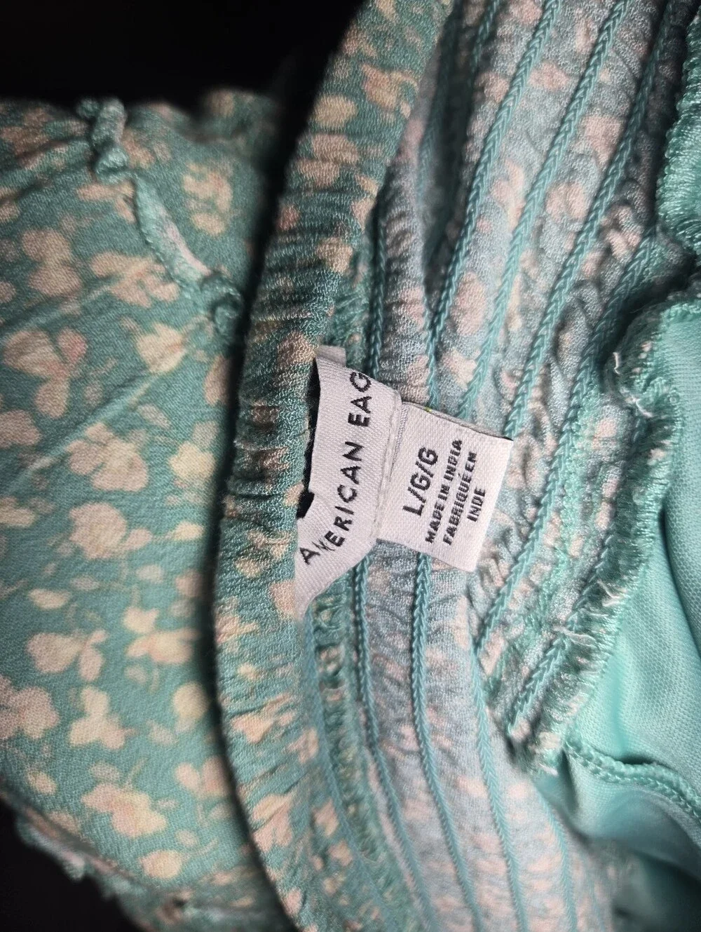 American Eagle Smocked Waist Tiered Mini Skirt - Mint Floral sz L